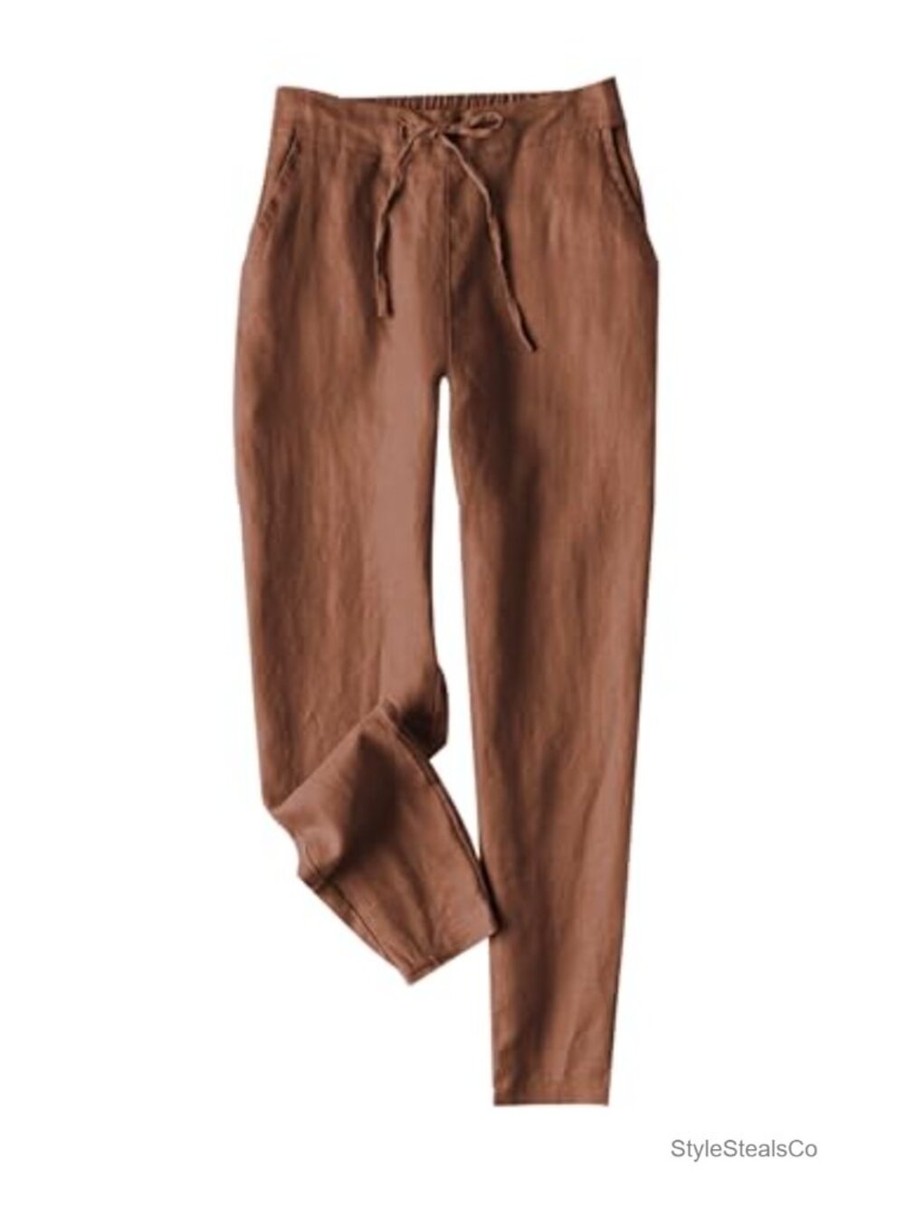 Linen Tapered Jogger Pants Women Summer Casual Elastic Waist Drawstring